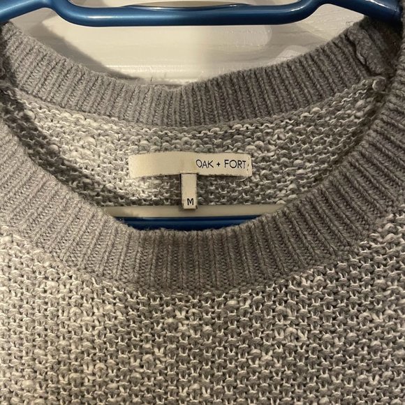 OAK + FORT Knit Pullover Sweater Size Medium Grey Crewneck Long Sleeve - Picture 1 of 4